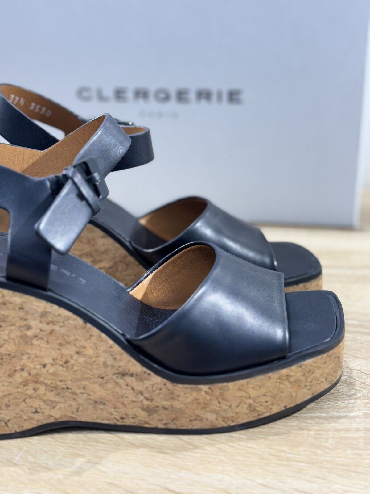 Clergerie Sandalo Donna Zeppa Effy  Pelle Nero  Luxury Clergerie Sandal 37