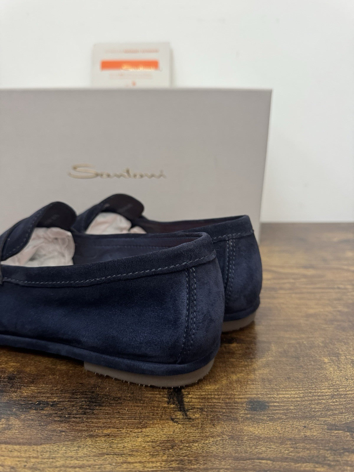 Santoni Mocassino Driver Pelle Suede Blu   Luxury Scarpa Santoni Uomo 41.5