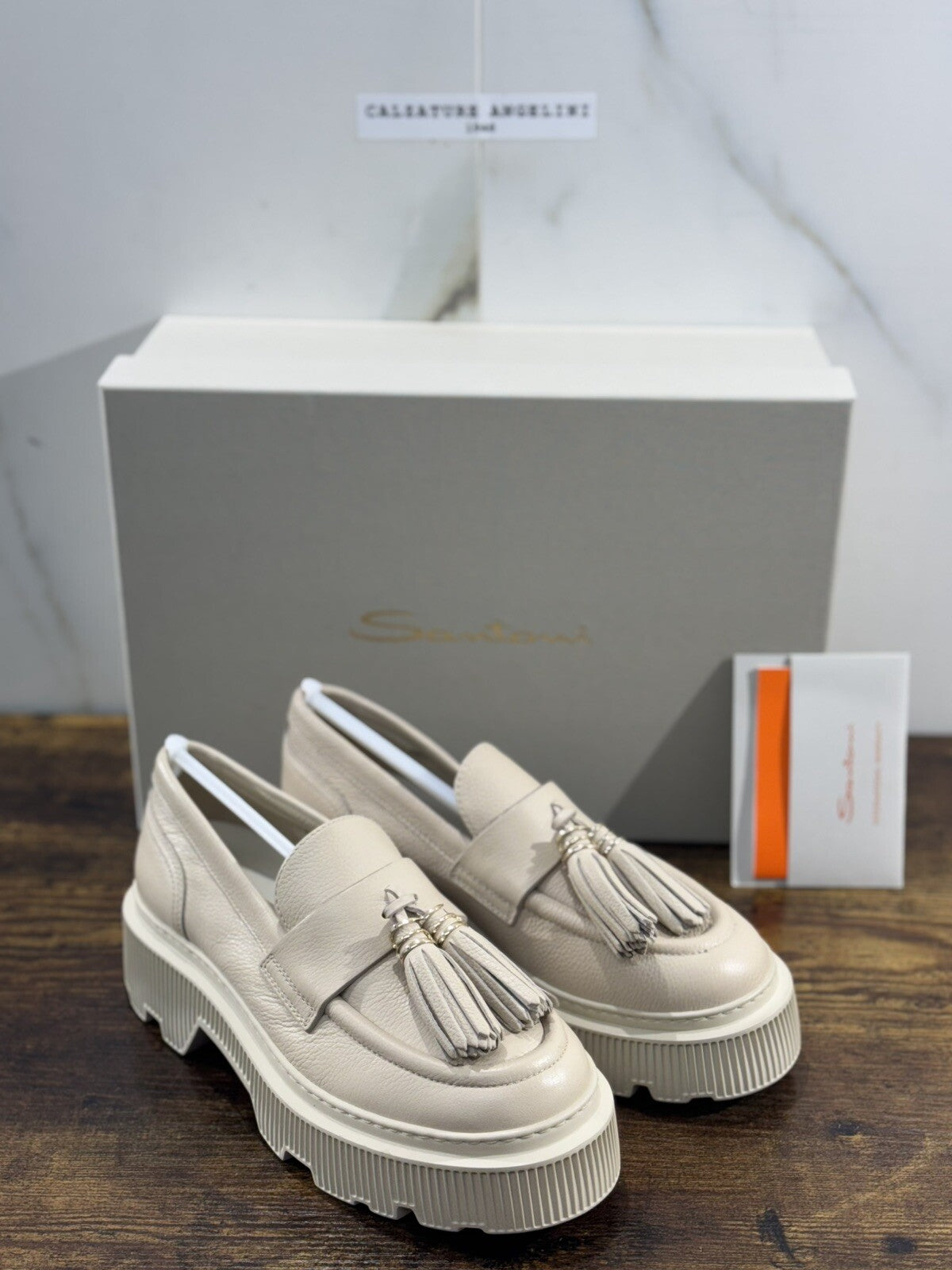 Santoni Mocassino Donna Pelle Crema Nappine Luxury Casual Loafer Santoni 36