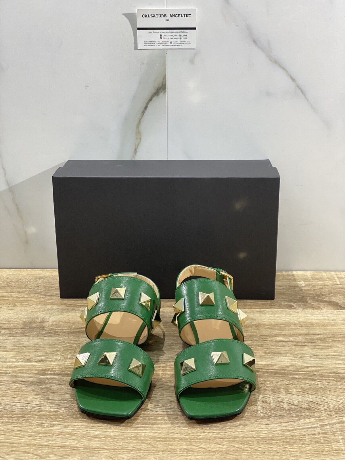 Roberto Botticelli sandalo donna in pelle Verde  Borchie luxury woman 38.5