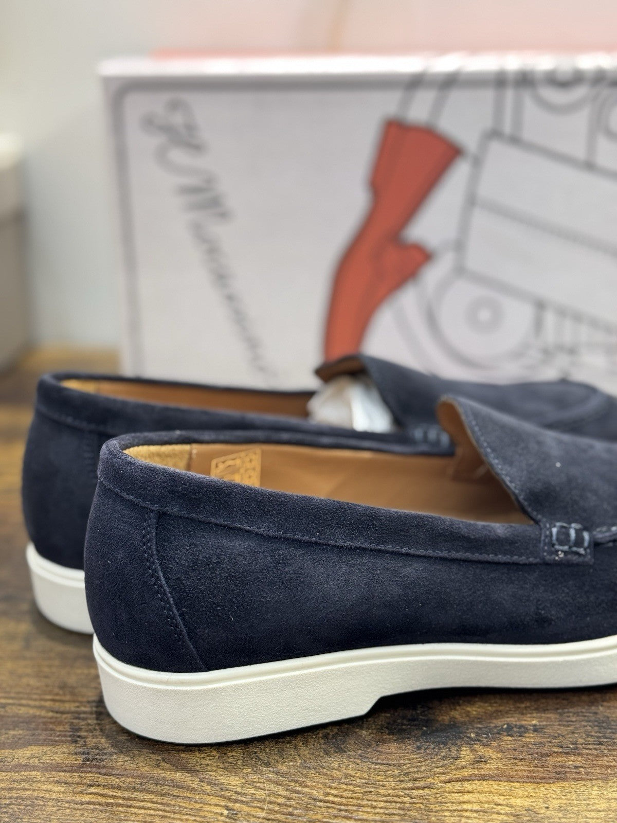 Il Mocassino Summer Walk   Pelle Suede Blu   Fatto In Italia Uomo 40