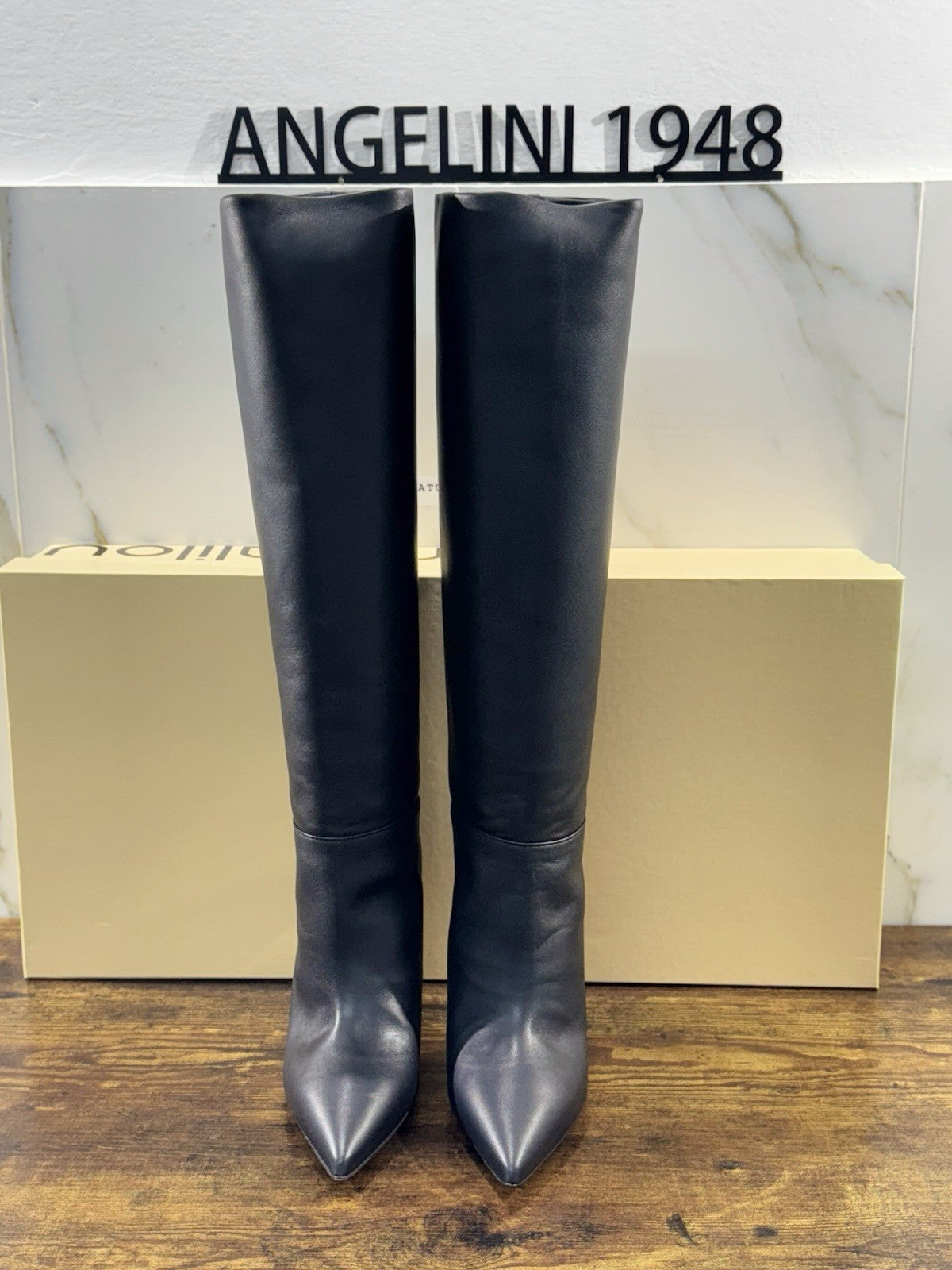 Ninalilou Stivale  Donna Pelle Nero Con Tacco Luxury Boot 41