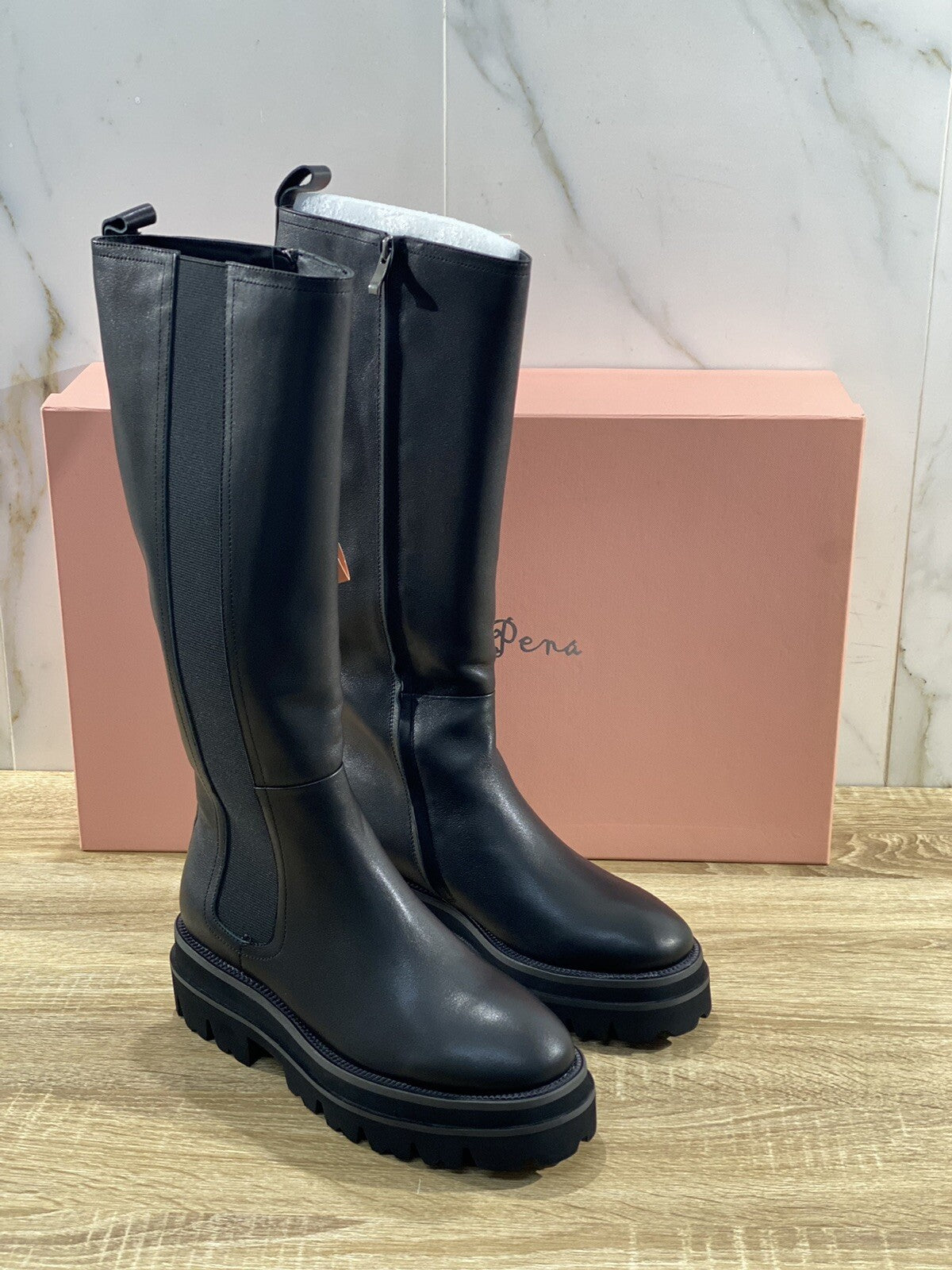 Alma en pena stivale donna combat 21461 in pelle nera extra light 39