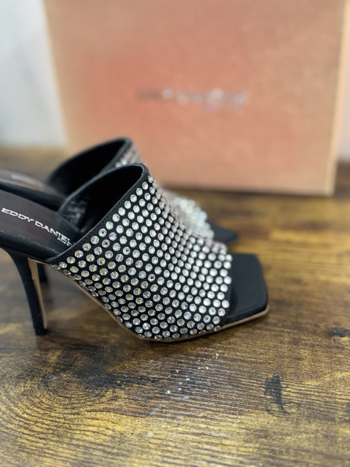 Eddy Daniele Sandalo Nero Real Swarovski Con Tacco Donna 36