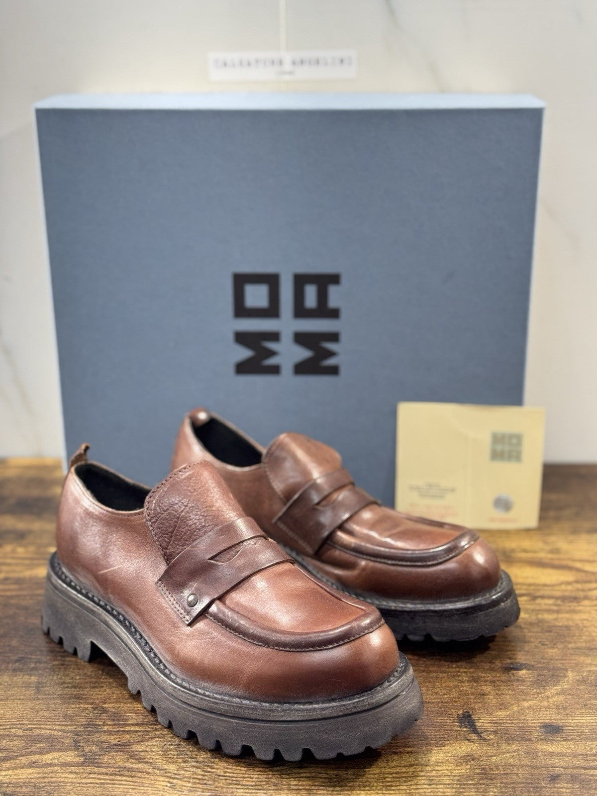 Moma Mocassino Pelle Cuoio   Fatto A Mano In Italia Luxury Moma Boot Donna 39