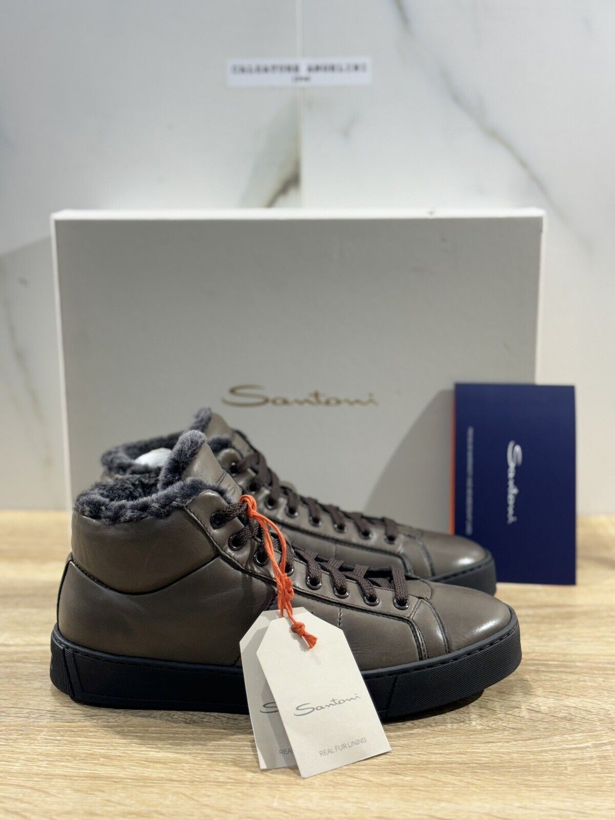 Santoni Sneaker    Pelle Grigia     Luxury Men Shoes Santoni  40