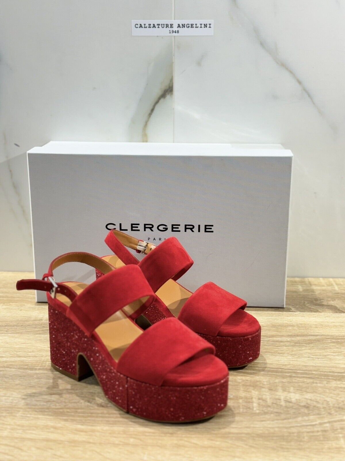 Clergerie Sandalo Donna Zeppa Corasv   Pelle Rosso   Luxury Clergerie Sandal 37