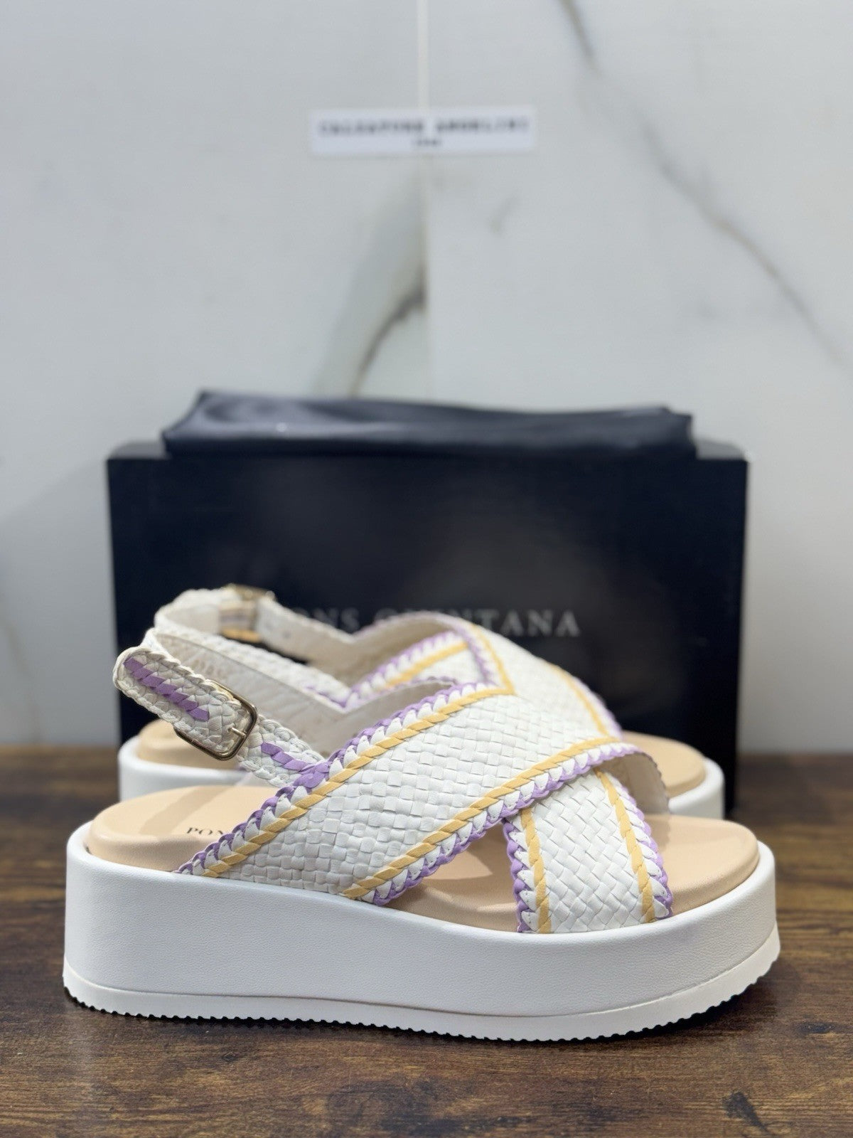 Pons Quintana Sandalo Niza   Donna   Pelle Bianca     Handmade Con Zeppa 40