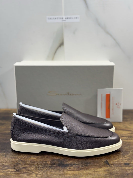 Santoni Mocassino Summer Walk Pelle Brown  Luxury Santoni Scarpe Donna 38.5