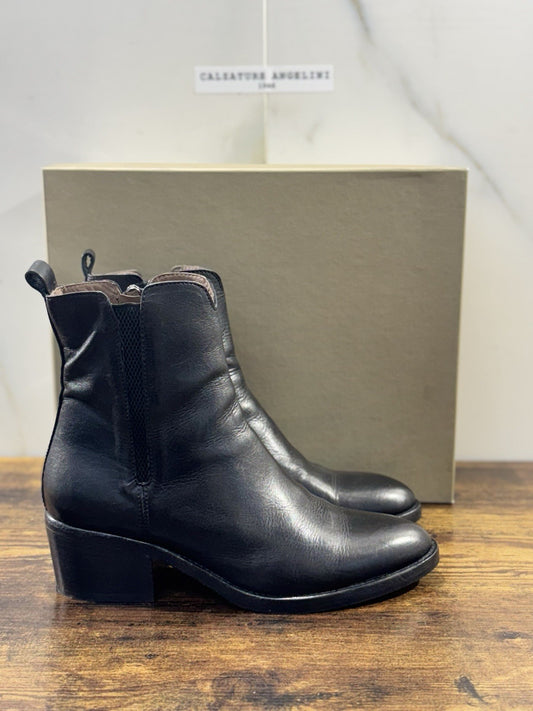 Duccio Del Duca Stivaletto Pelle Nera Made In Italy Donna 37