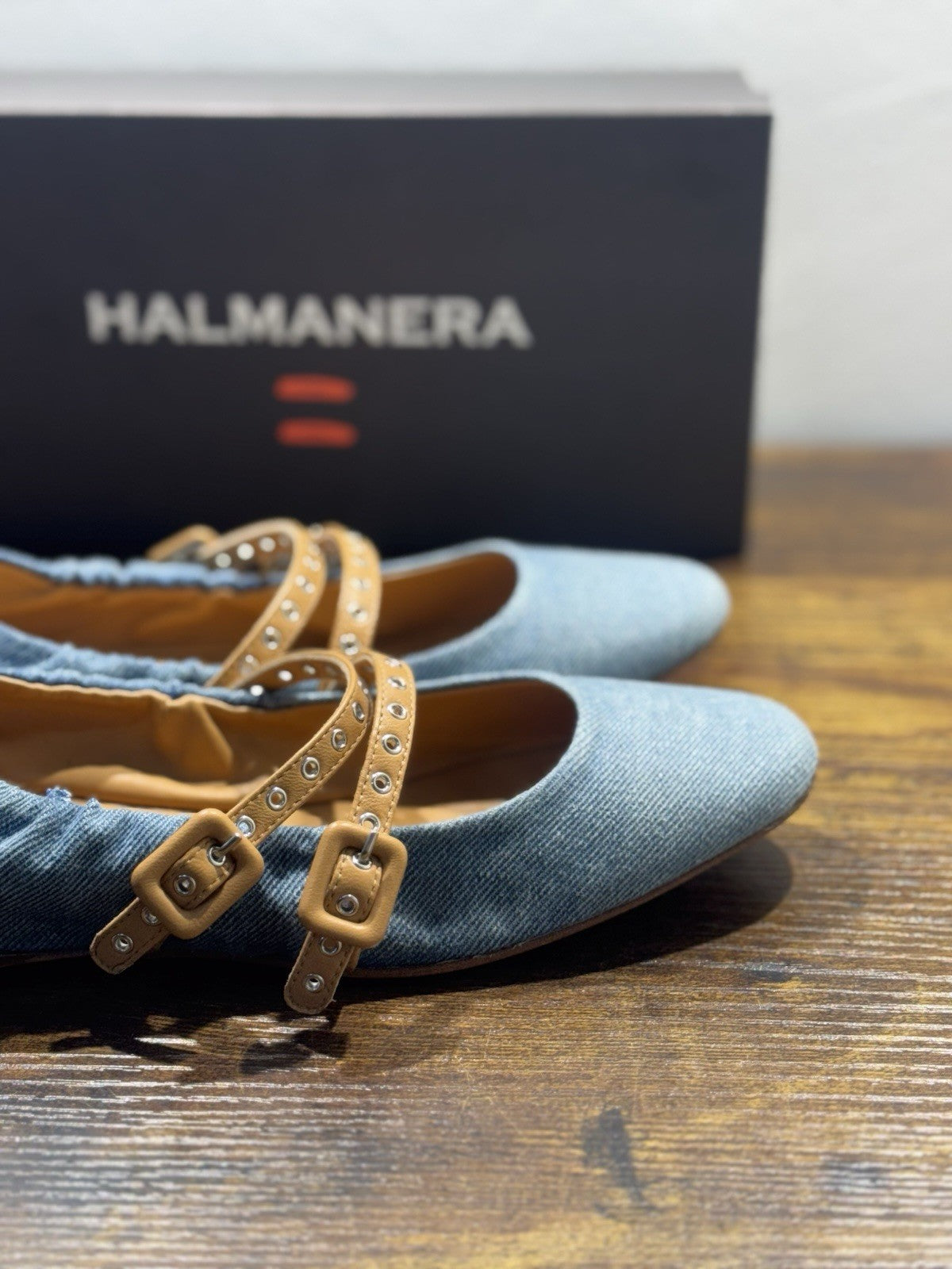 Halmanera Ballerina In Denim E Cuoio Casual Scarpa Donna 40