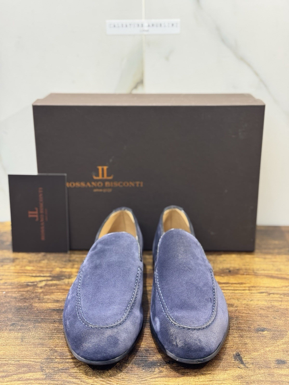 Rossano Bisconti Mocasisno  Uomo  Suede Blu    Fully Made In Italy 41