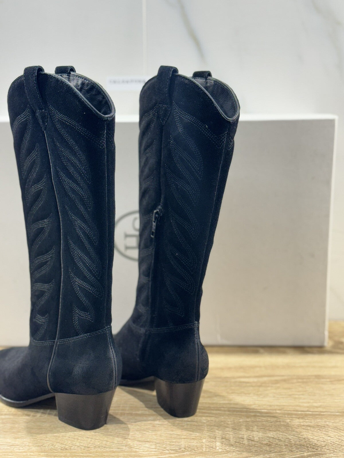 Ash Stivale Donna Heaven Texano Suede Nero Casual Texan Boot Ash Woman 36