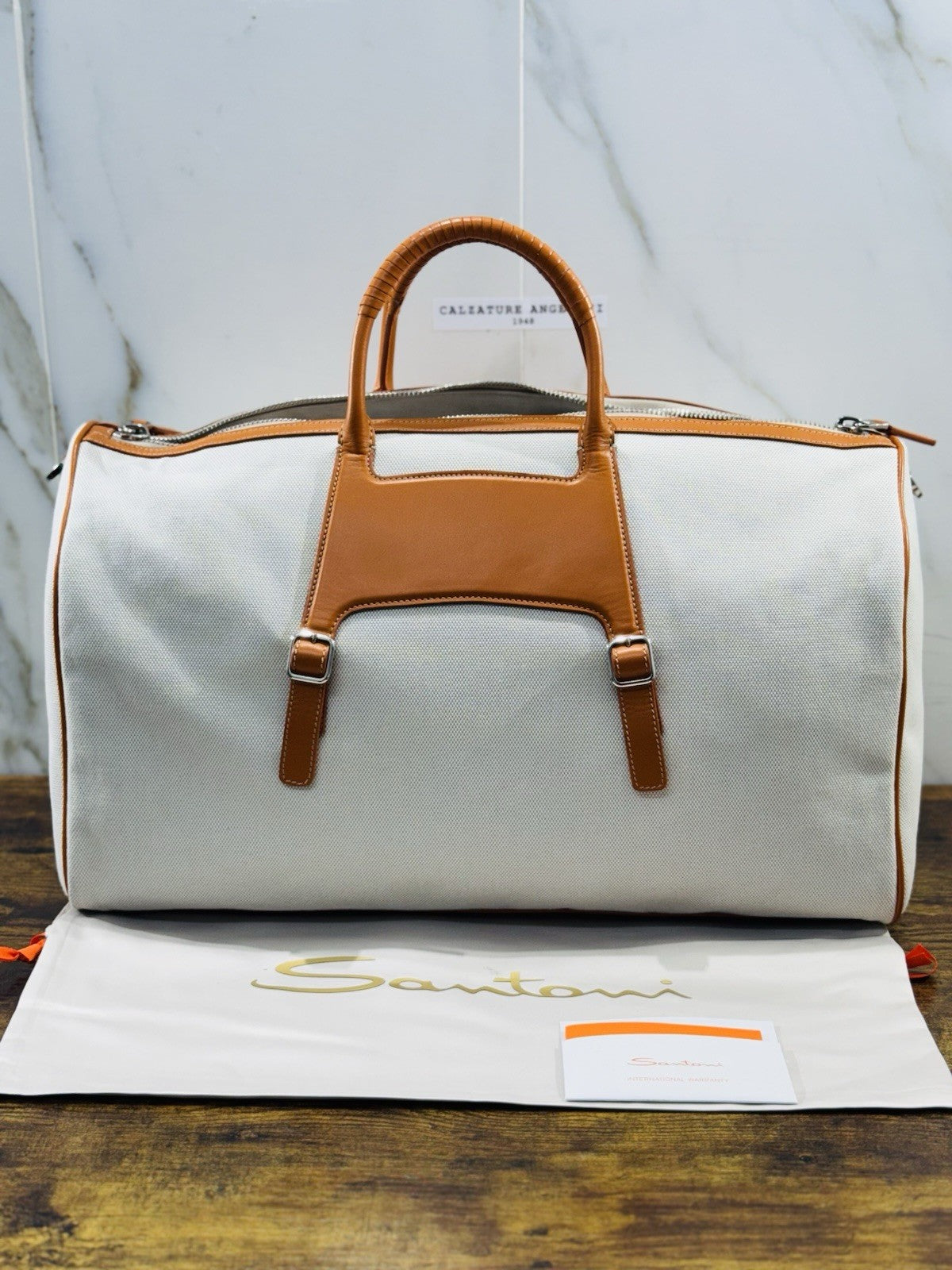 Borsone  Weekend Viaggio Santoni  Travel Bag Santoni Men Business Arancio