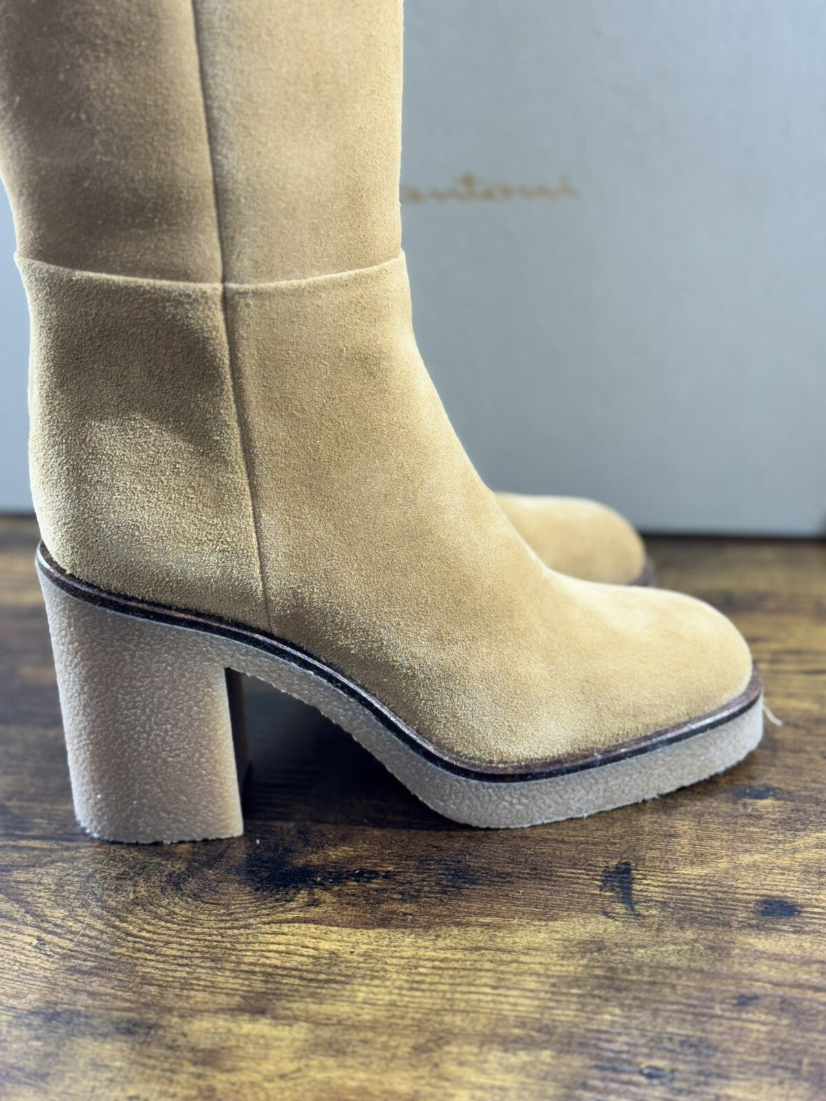 Santoni Stivali Donna In Pelle Suede Cuoio  Luxury Woman Boot Santoni 39.5