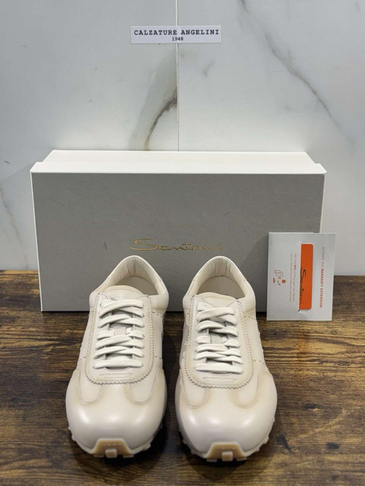 Santoni Sneaker Pelle  Beige  Icon Luxury Men Santoni Shoes Icon Uomo 41.5