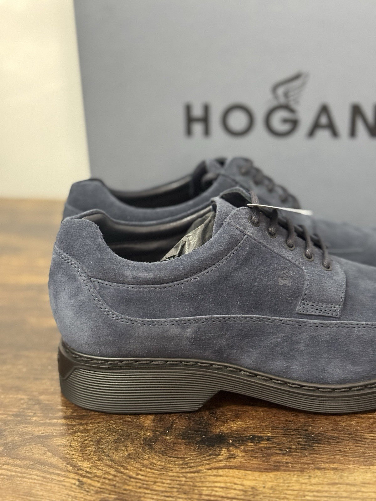 Hogan Derby Suede Blu Casual Memory Foam Hogan Business Uomo 43