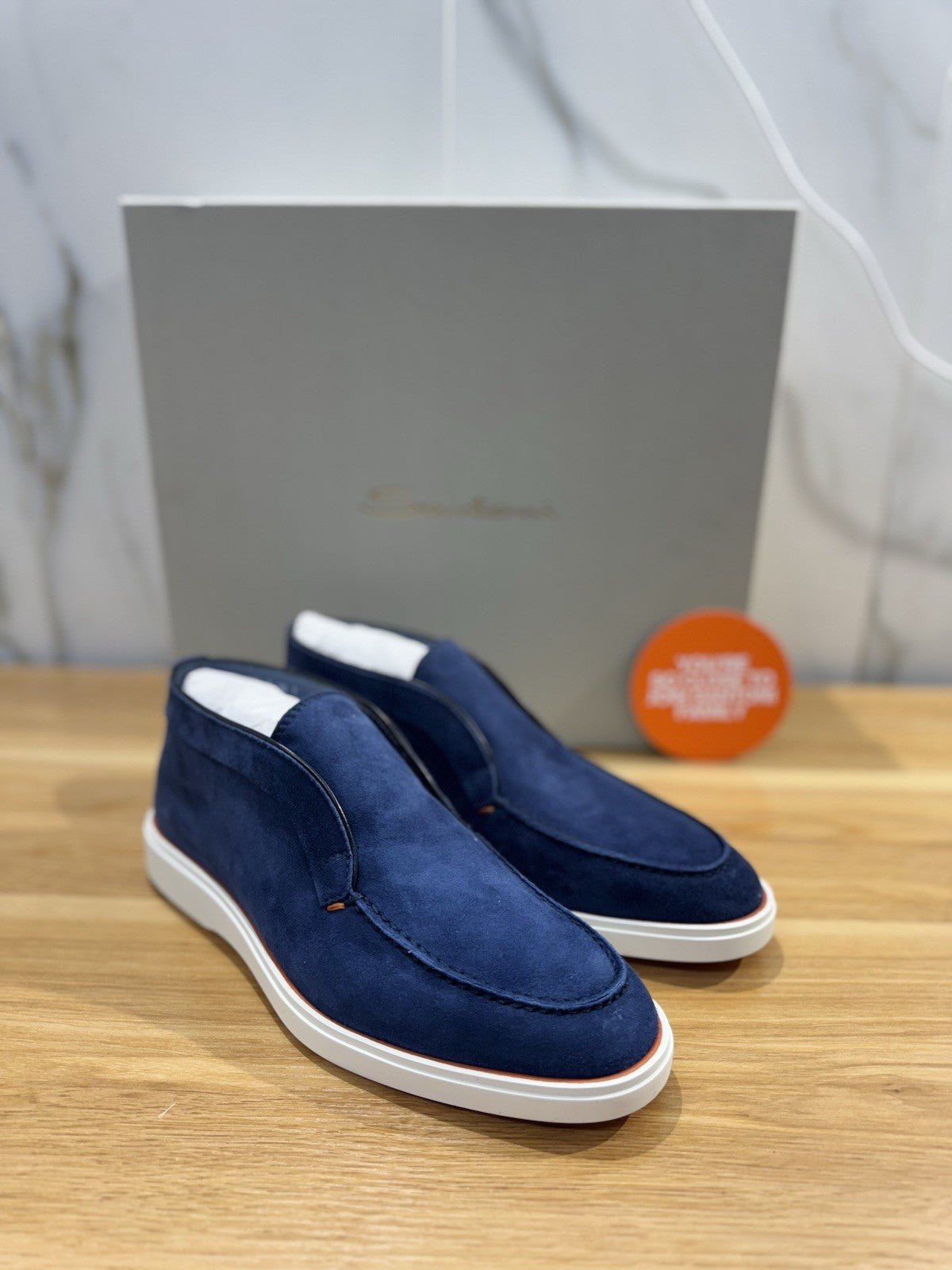 Santoni Polacchino  Summer Walk Suede Blu Luxury Santoni Scarpe Uomo 40