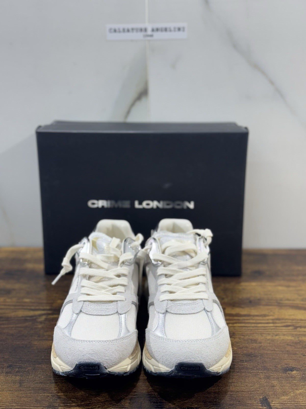 Crime London Sneaker Fugitive Suede  Pelle Bianca Donna 36