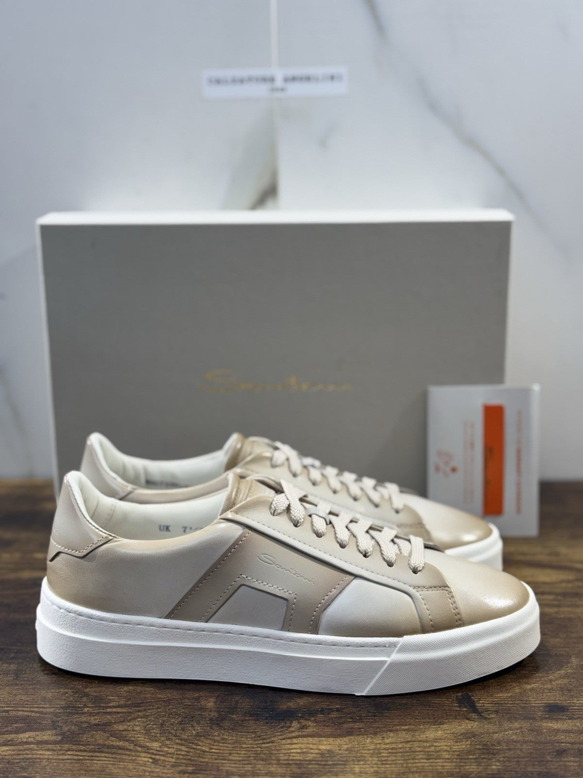 Santoni Sneaker DBS  Pelle Light Beige Luxury Santoni Scarpe Uomo 41.5
