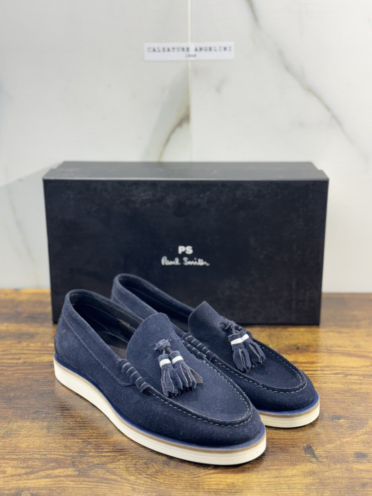 Paul Smith Mocassino Uomo Nappine In Suede Blu Casual Luxury Men Shoe 40