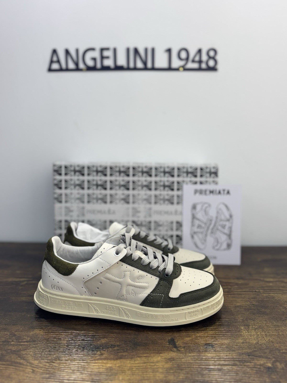 Premiata Quinn     Sneaker Pelle Bianca  Verde Casual Premiata Uomo 41
