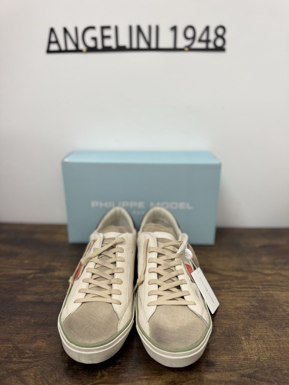 Philippe Model Paris Low Pelle Latte Orange      Casual Sneaker Uomo 43