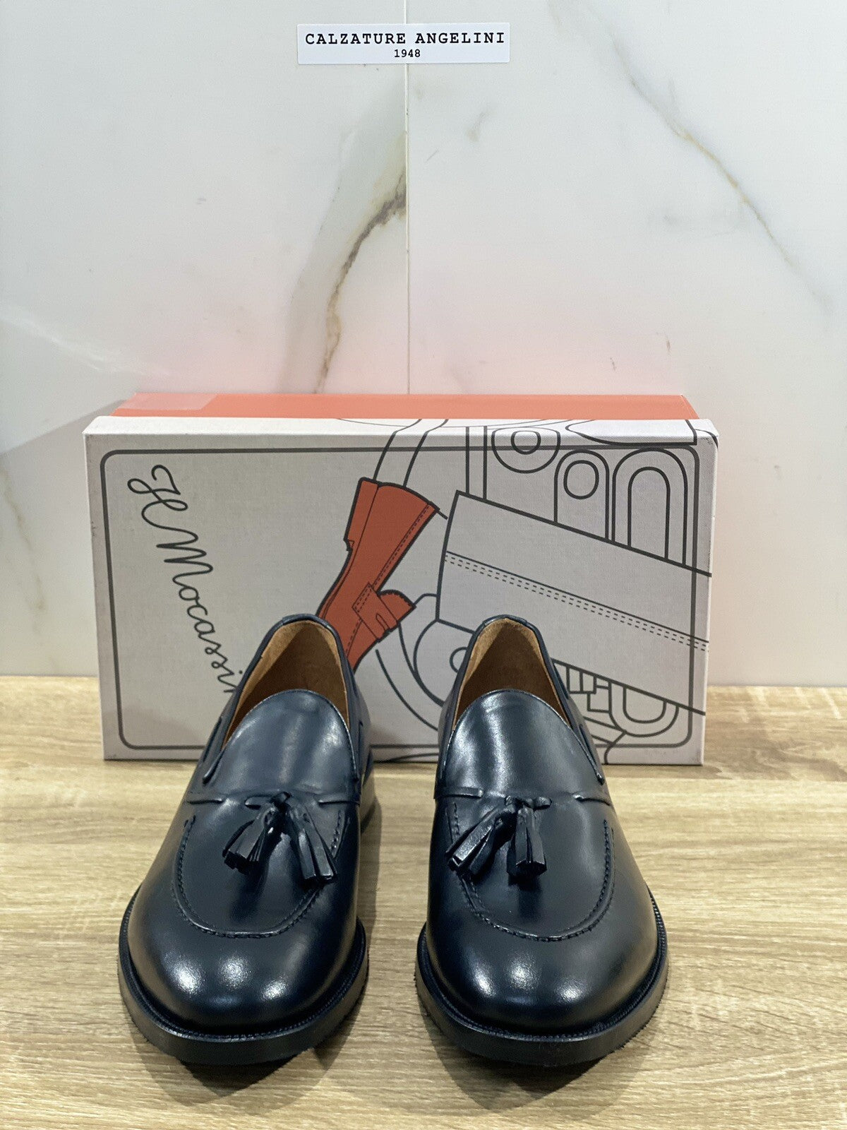 Il Mocassino Nappine Pelle Nero Fondo Cuoio E Vibram Handmade In Italy 40