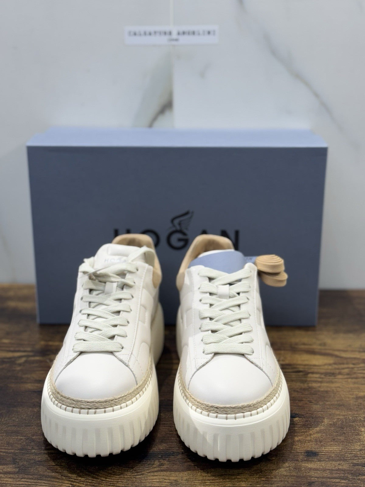 Hogan H Stripes Sneaker Pelle Bianca Zeppa   Memory Foam Scarpa Hogan Donna 37