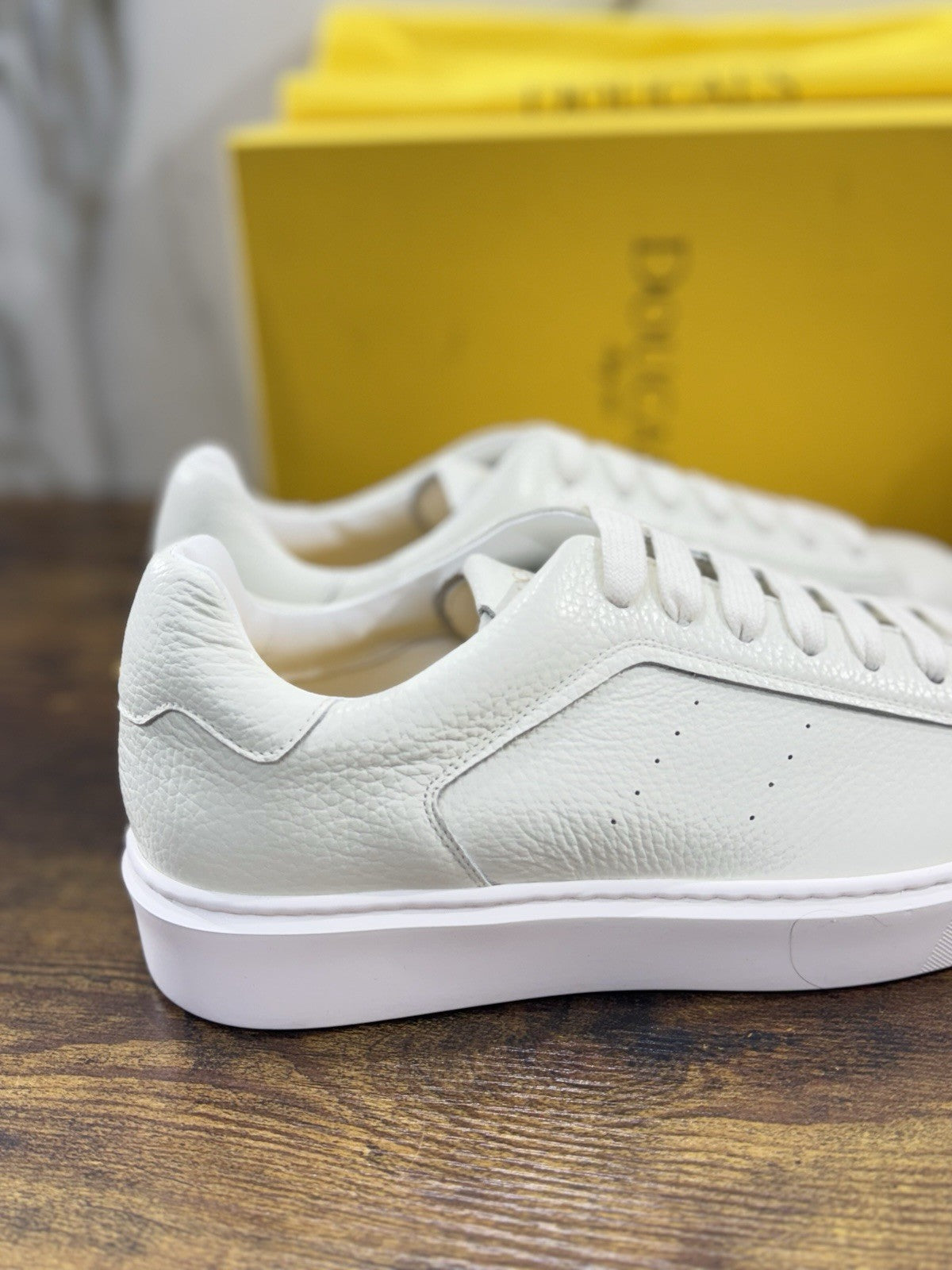 Doucal’s Sneaker Uomo Memory Foam Bianca PelleLuxury Men Doucal’s Extra L 41.5