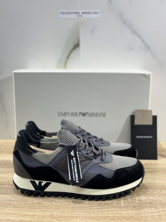 Emporio Armani Sneaker Uomo Black Grey  Casual Armani Men Shoes 44