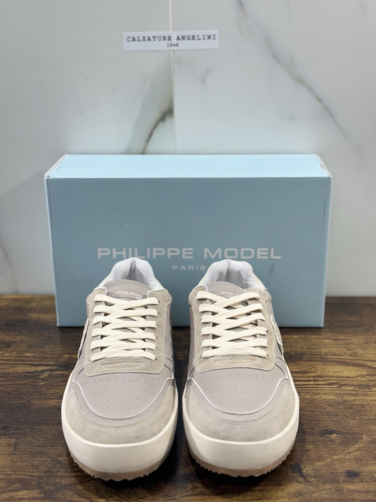 Philippe Model Nice Low Men Sneaker Uomo Pelle Grigia 43