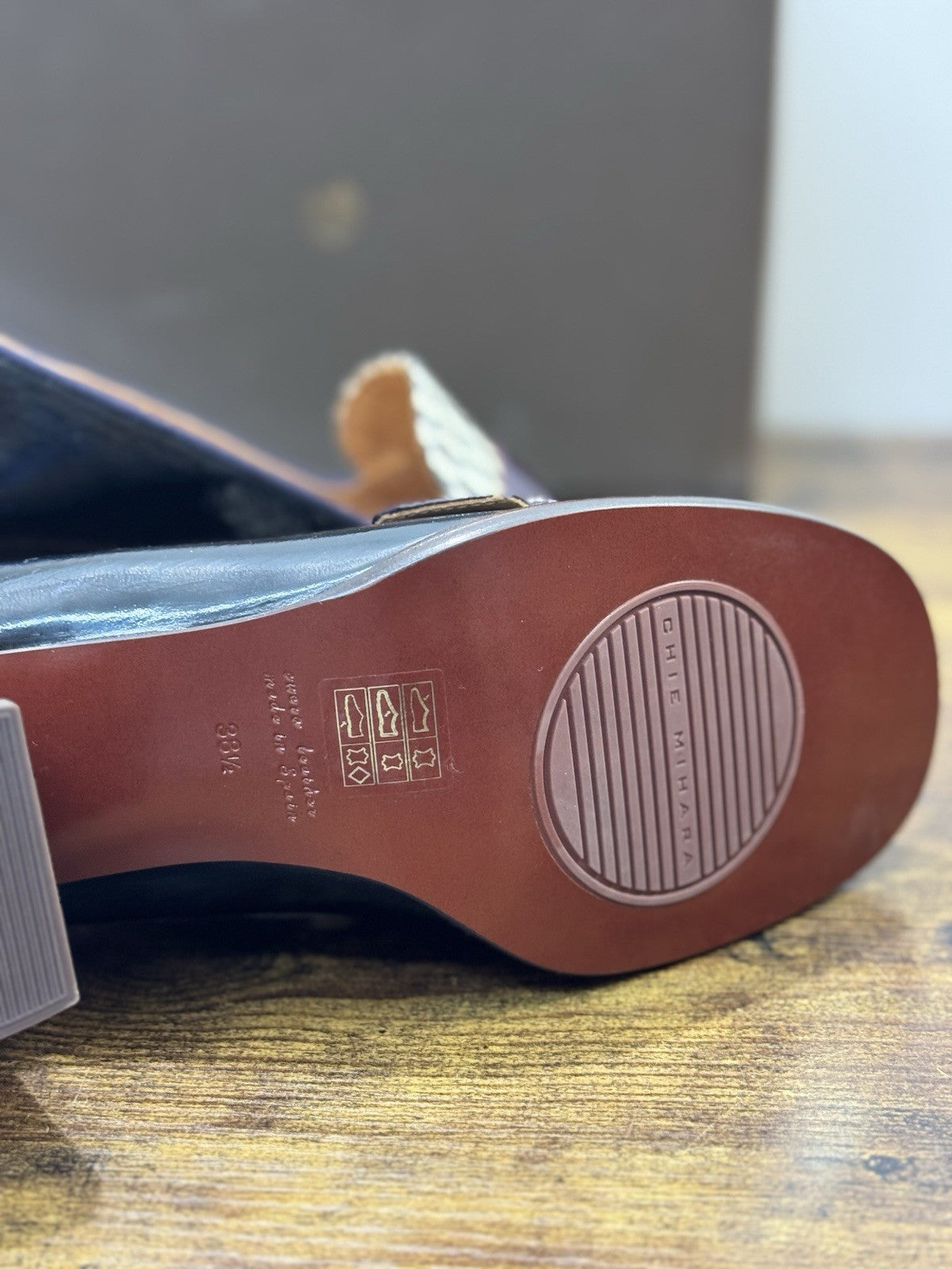 Chie Mihara Mocassino Meisin Pelle Nero Con Tacco Donna 38