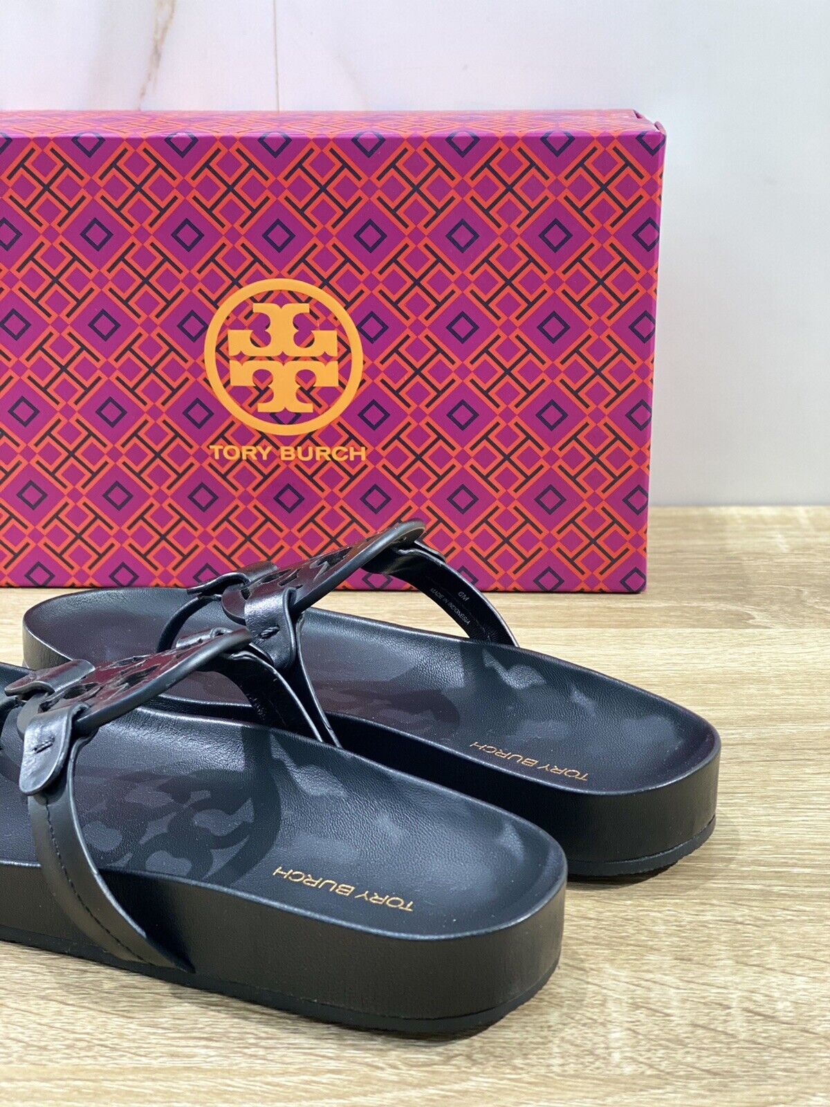 Tory Burch Miller cloud  sandal donna pelle nera luxury woman sandal 37