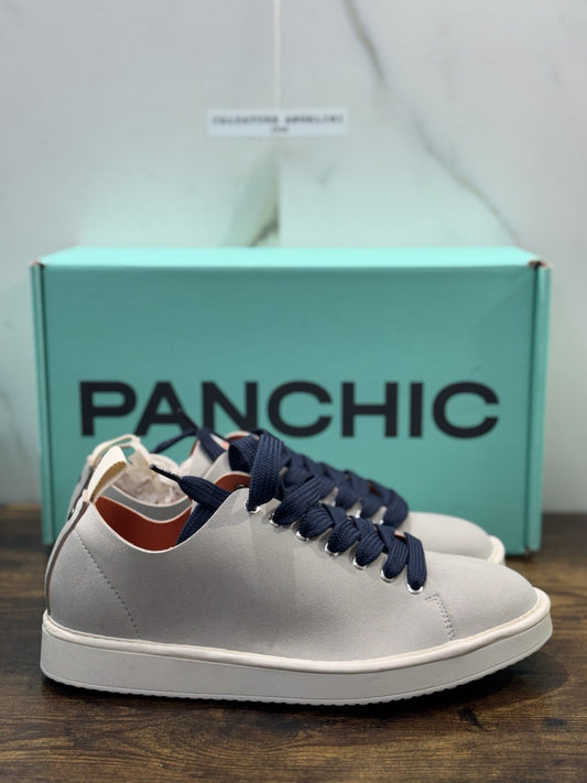 Panchic Lace Up Scarpa Suede Grey Blu Casual Uomo 43