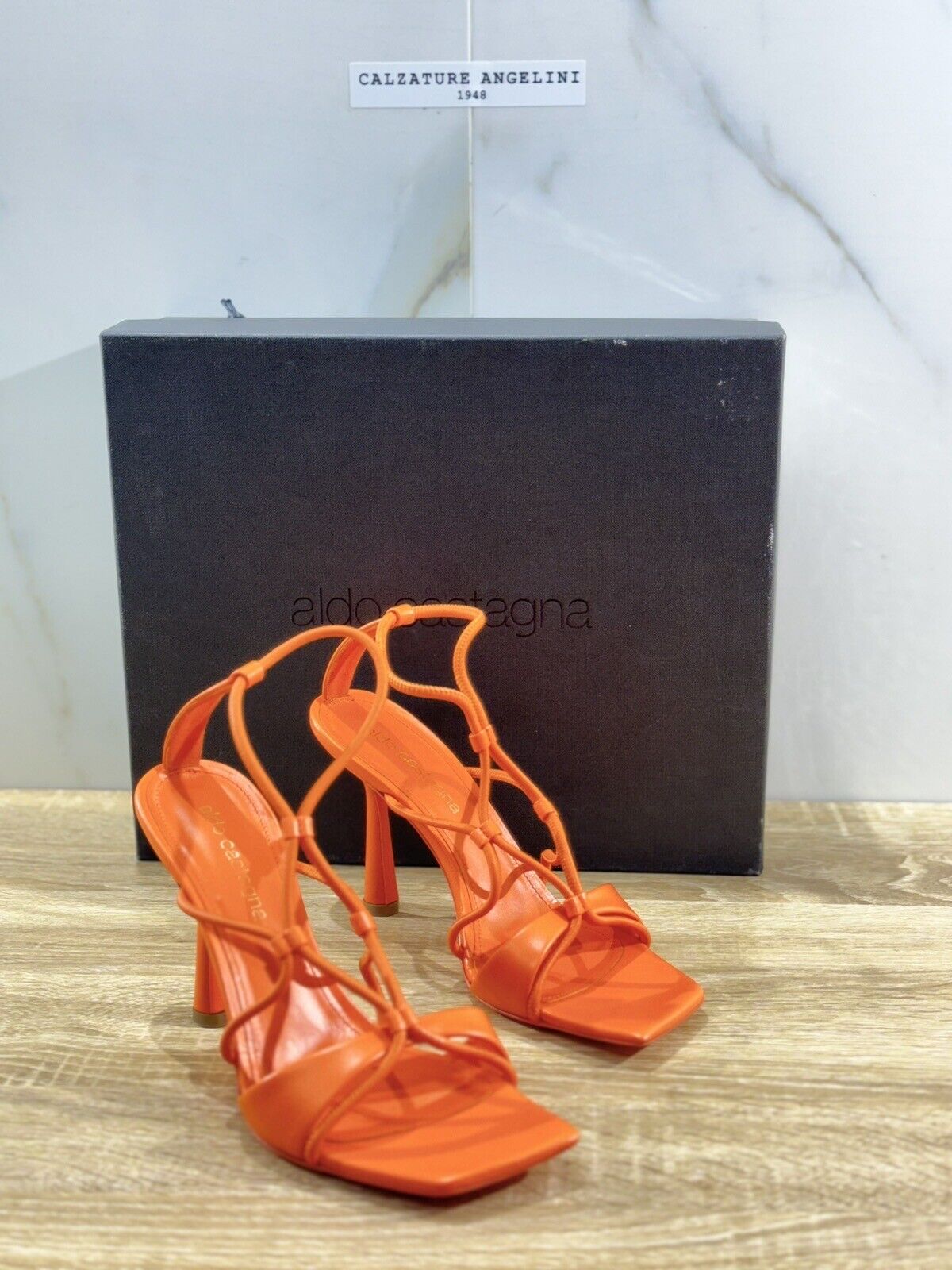 Aldo Castagna Sandalo Donna alba In Pelle Arancio ’ Con Tacco Luxury Sandal 38