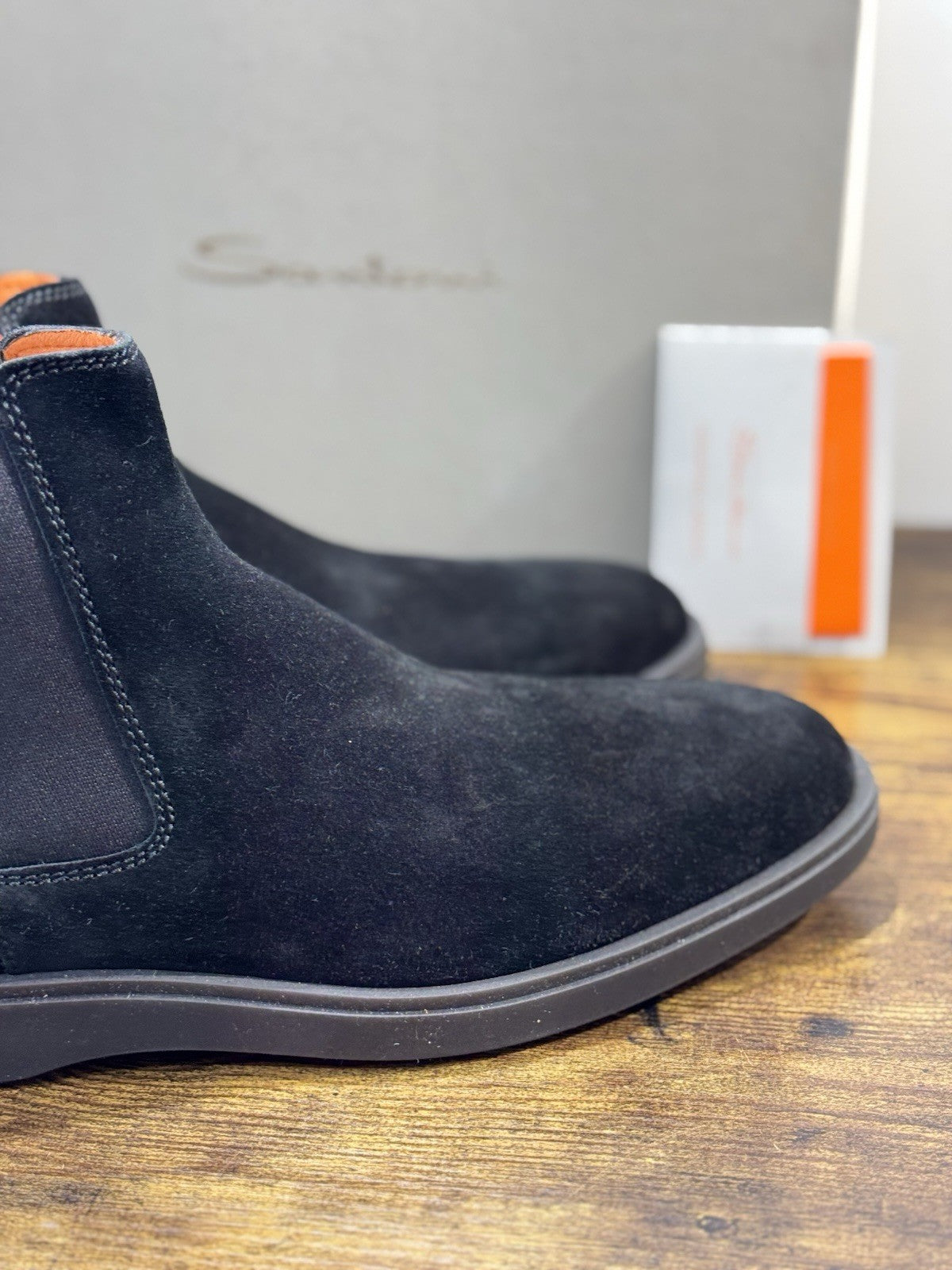 Santoni Chelsea Boot Suede Nero Luxury Santoni Uomo 44
