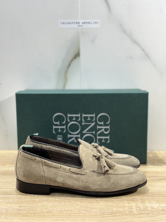 Green George Mocassino Uomo Nappine Suede Taupe Luxury Handmade Men 40.5
