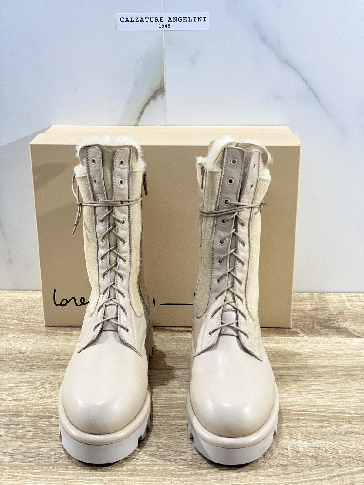 Lorena Paggi Anfibio donna 22254 pelle Suede Sabbia luxury boot Fur 42
