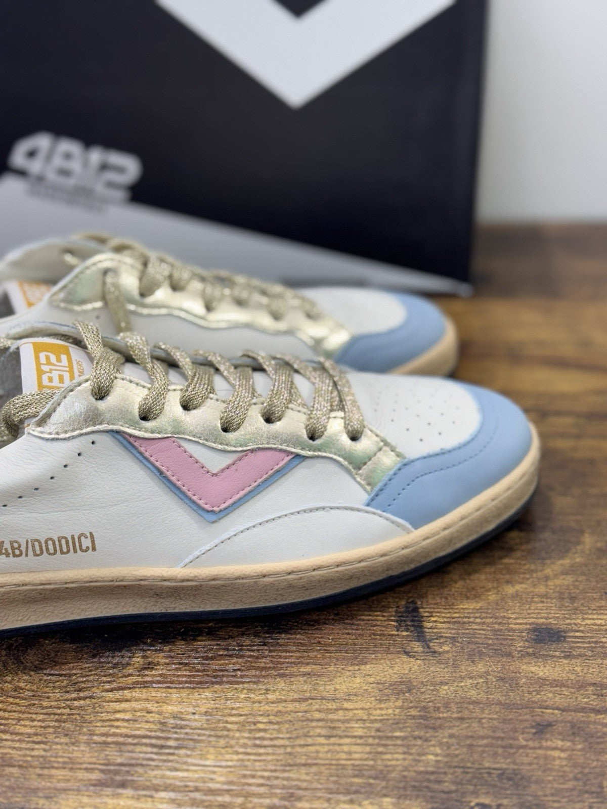 4B12 Sneaker Playnew Pelle Bianco Sky Casual Sneaker Donna 41 