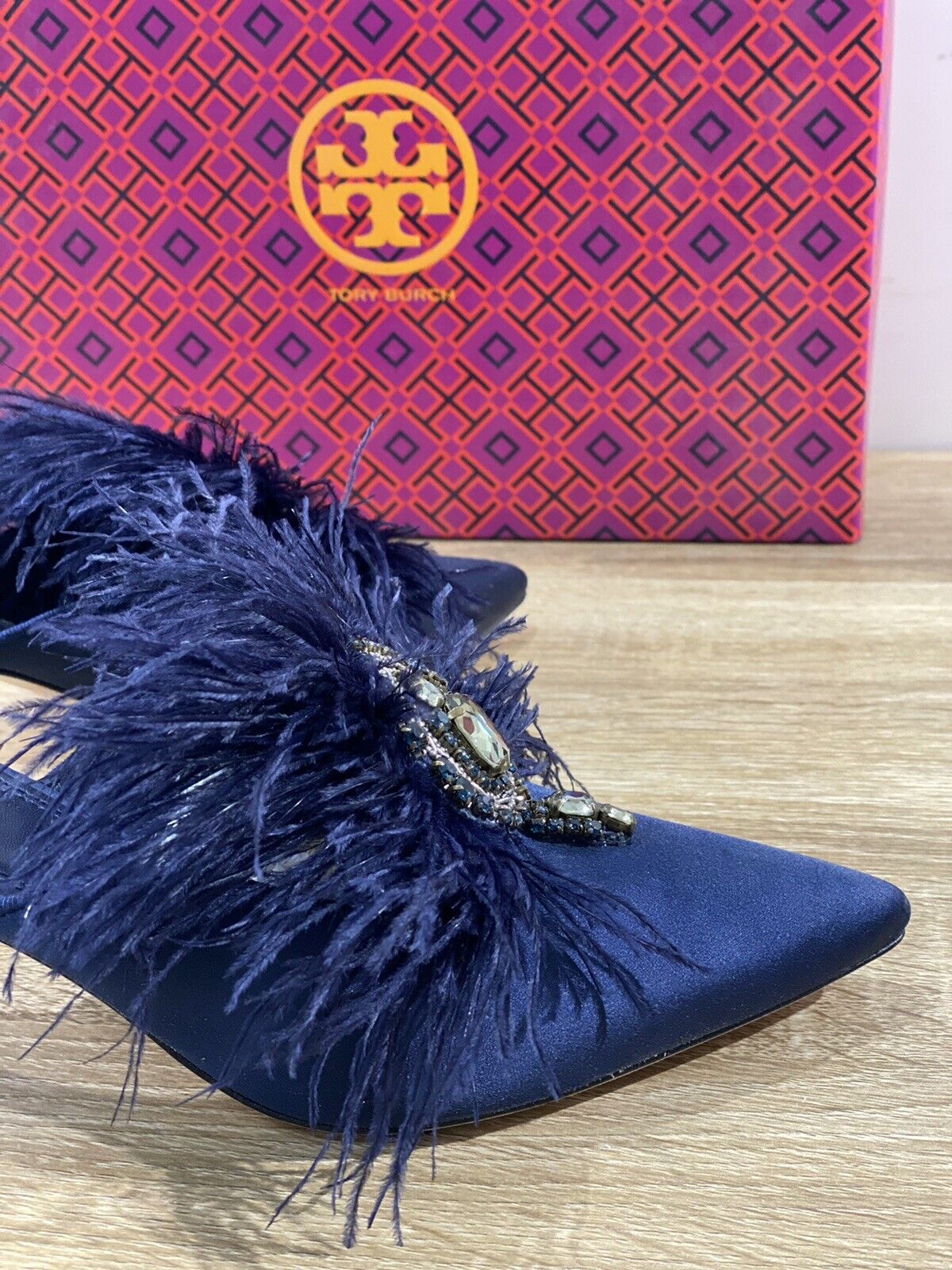 Tory Burch Elodie 65 MM Mule In Seta  Blu  Luxury 47464 Donna 37