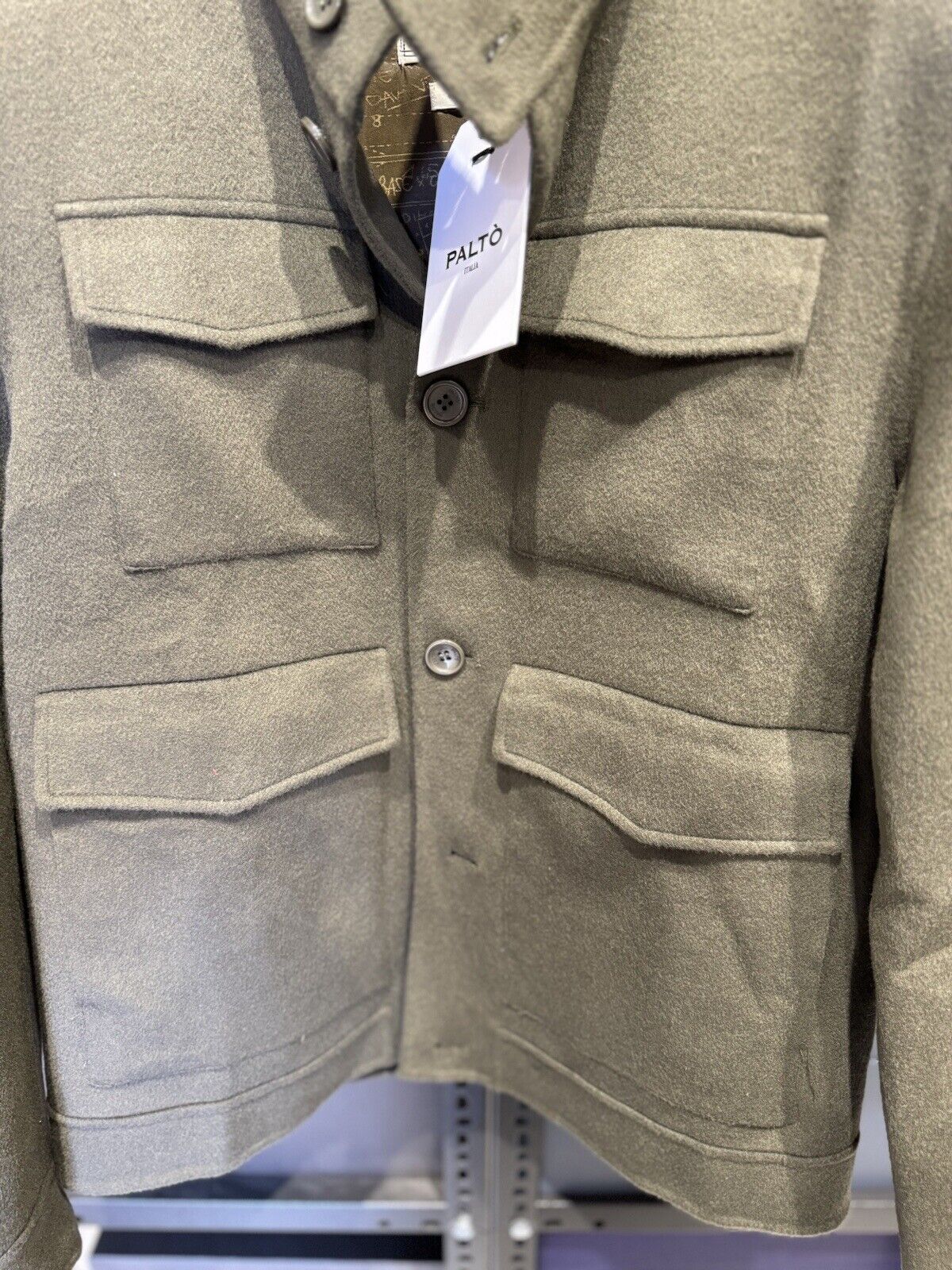 Palto’ Cappotto Corrado Verde Oliva Lana Cucito A Mano Lux  Men Jacket Palto’ 50