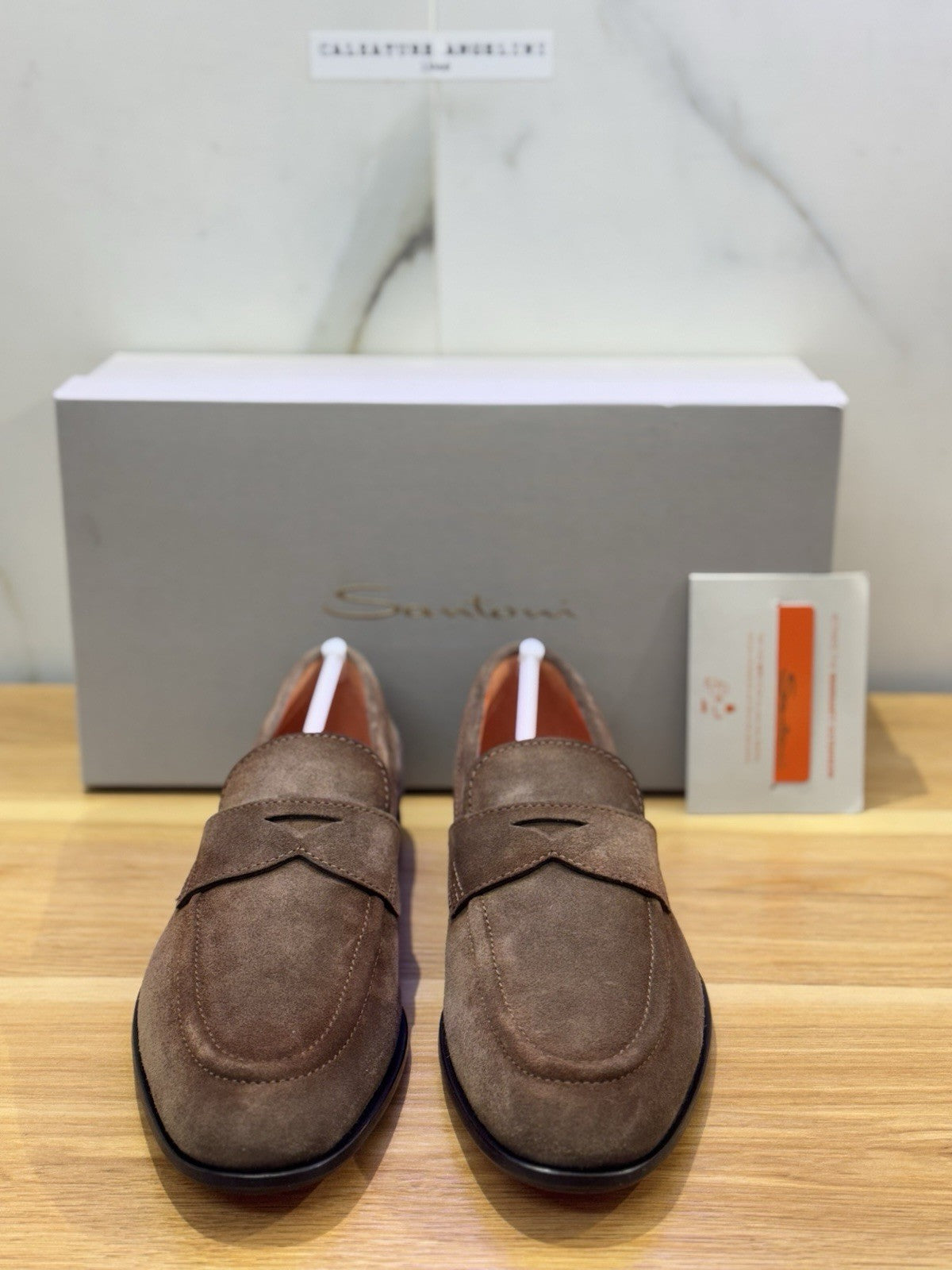 Santoni Mocassino Fondo Cuoio Suede Sabbia Luxury Santoni Uomo 42