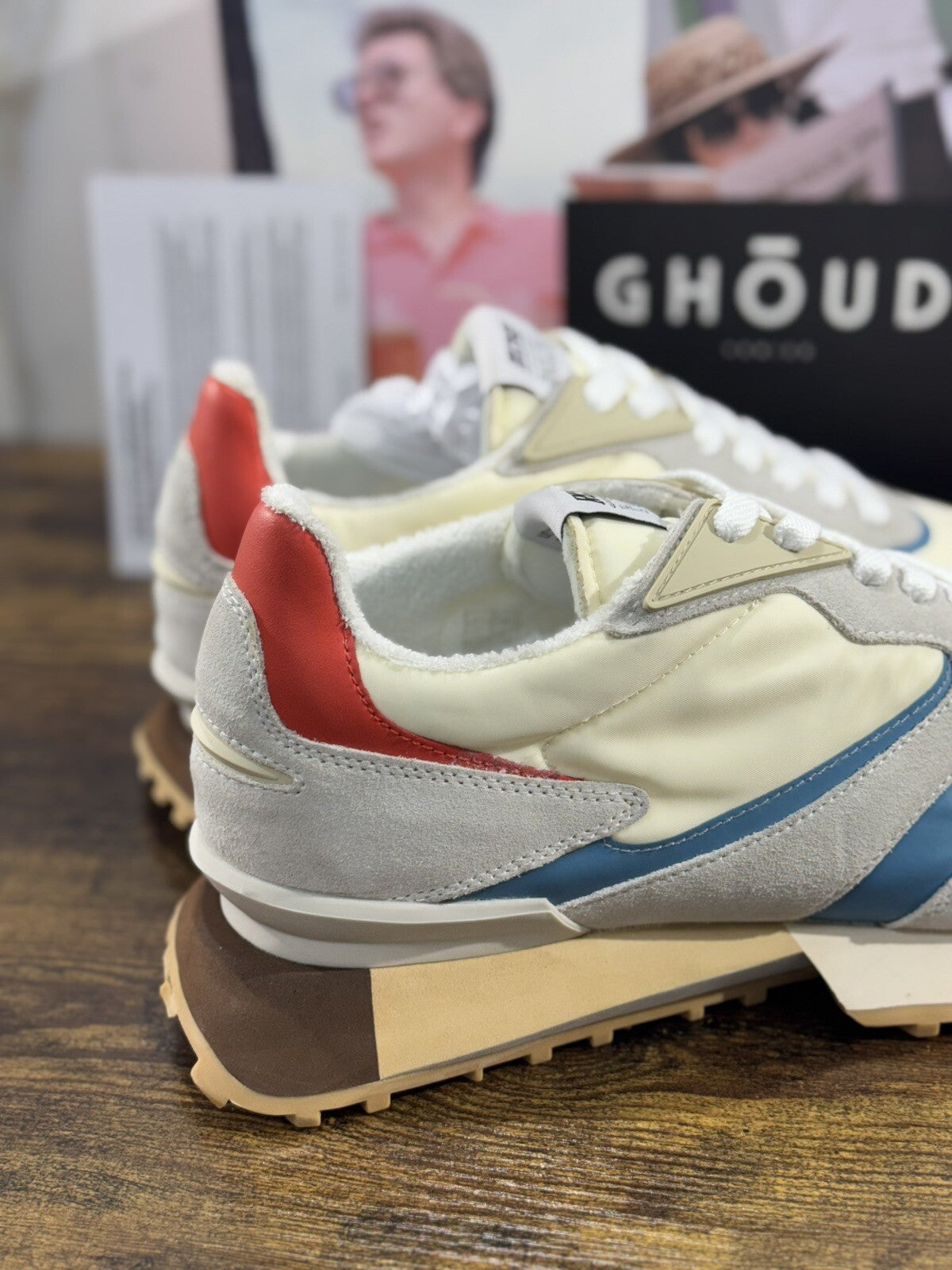Ghoud Rush Sneaker Uomo Casual Men Sneaker Ghoud Suede Nylon Crema 44