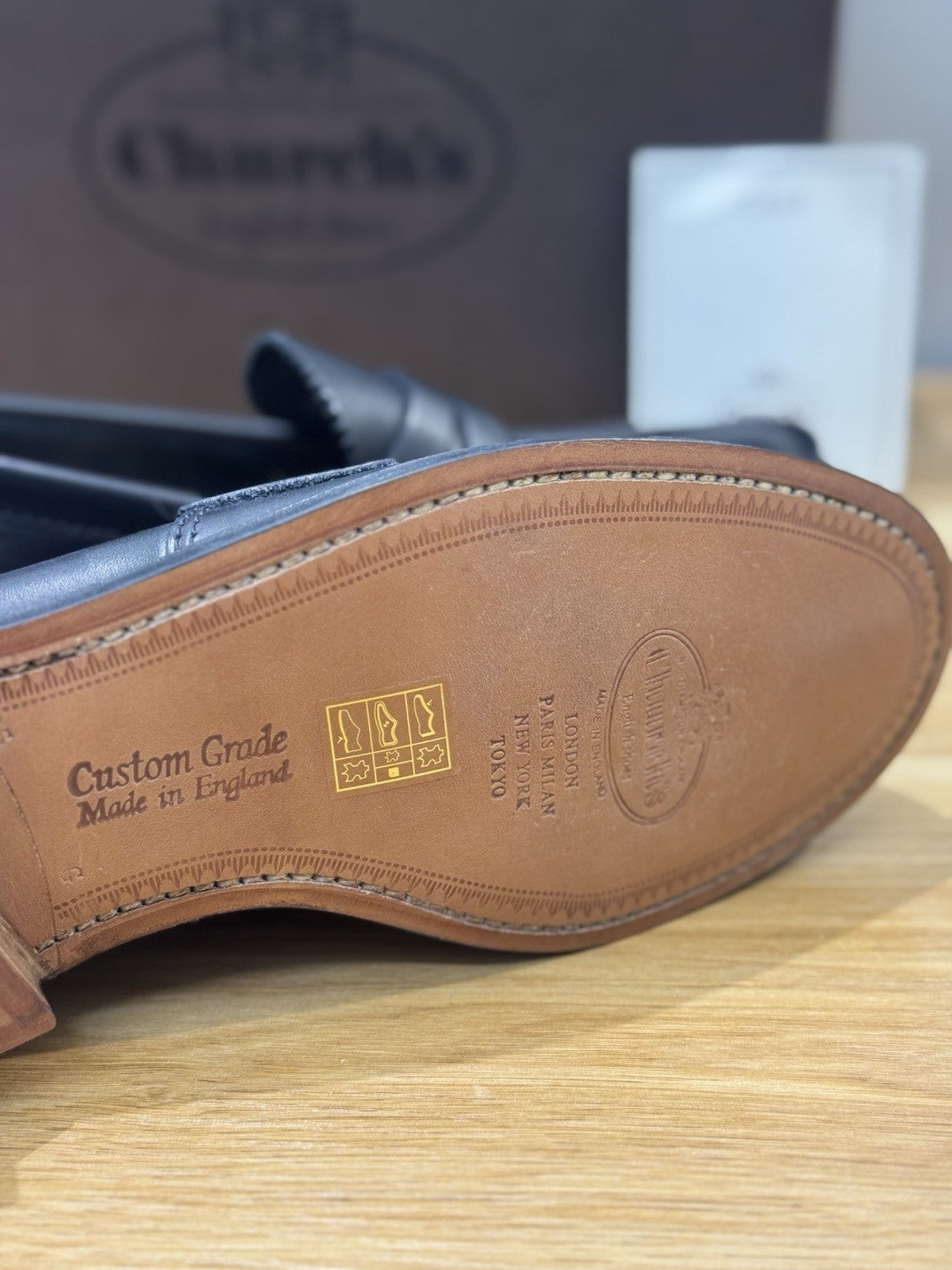 Church’s Pembrey Mocassino Fondo Cuoio Pelle Nero  Luxury Church’s Uomo 40.5