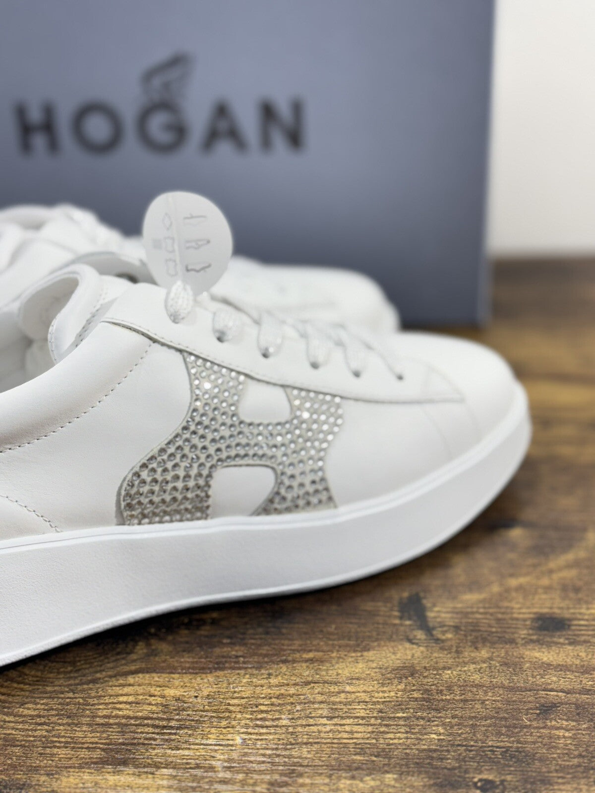 Hogan H564 Donna Sneaker Memory Foam Pelle Bianca H Stras Luxury Hogan Woman 41