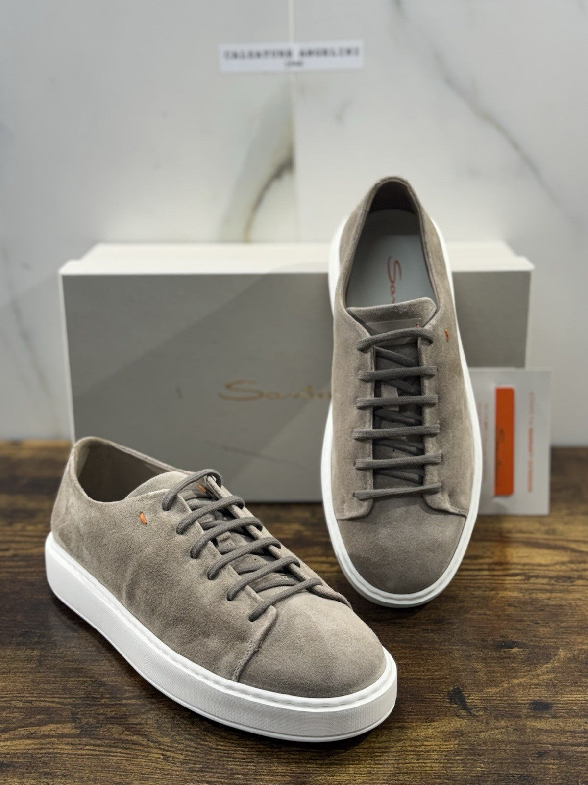 Santoni Sneaker Suede Beige  Icon Luxury Men Santoni Shoes Icon Uomo 41.5