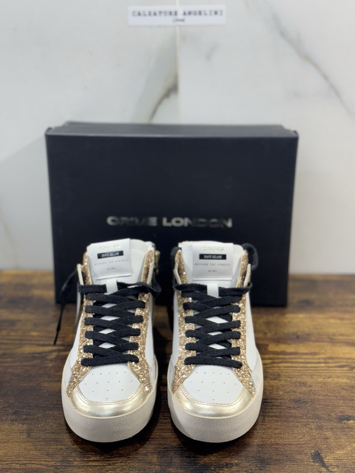 Crime London Sneaker Sk8 Deluxe Mid  Pelle Bianca Donna 36