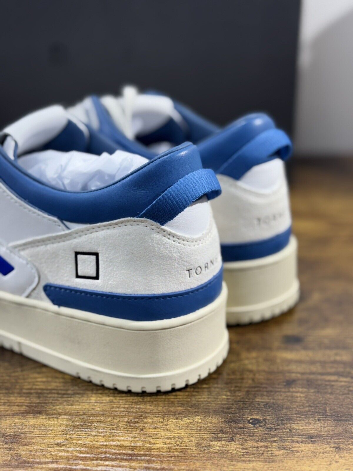 D.A.T.E Torneo White Blue  Uomo  sneaker Pelle Casual Shoes 44