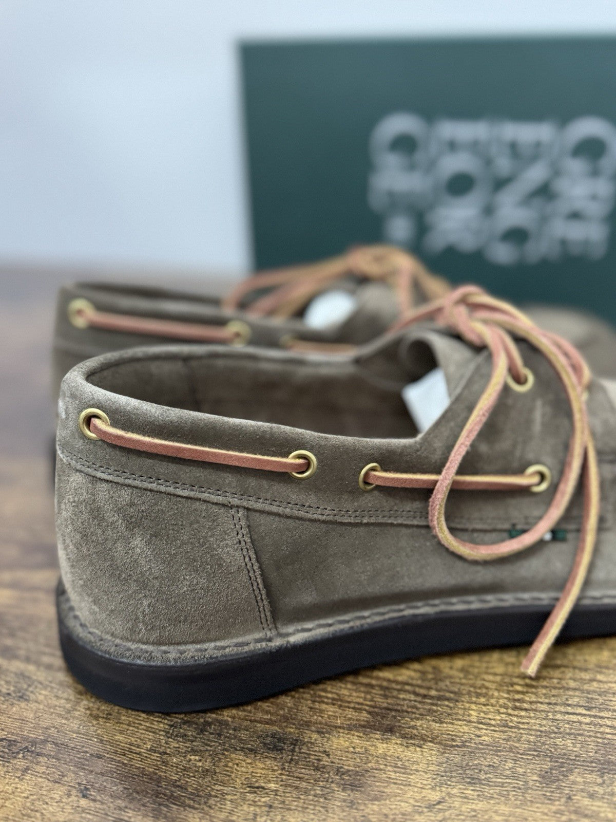 Green George Mocassino Barca Suede Tortora  Handmade In Italy Uomo 42